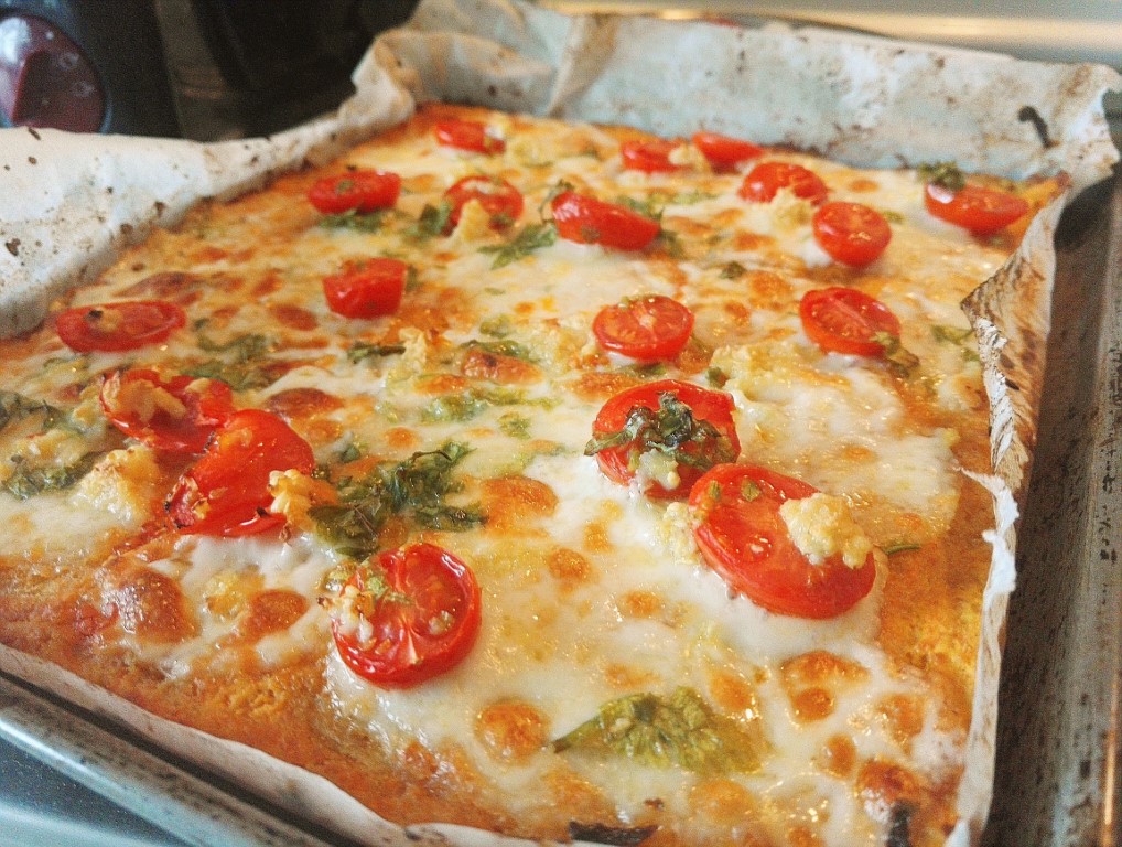 Pizza sin Gluten con Zanahoria rallada y Harina de Garbanzo